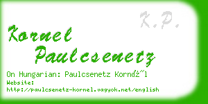 kornel paulcsenetz business card